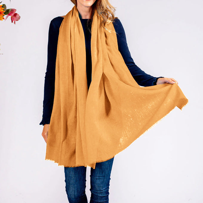 Pastel Orange Cashmere and Silk Wrap