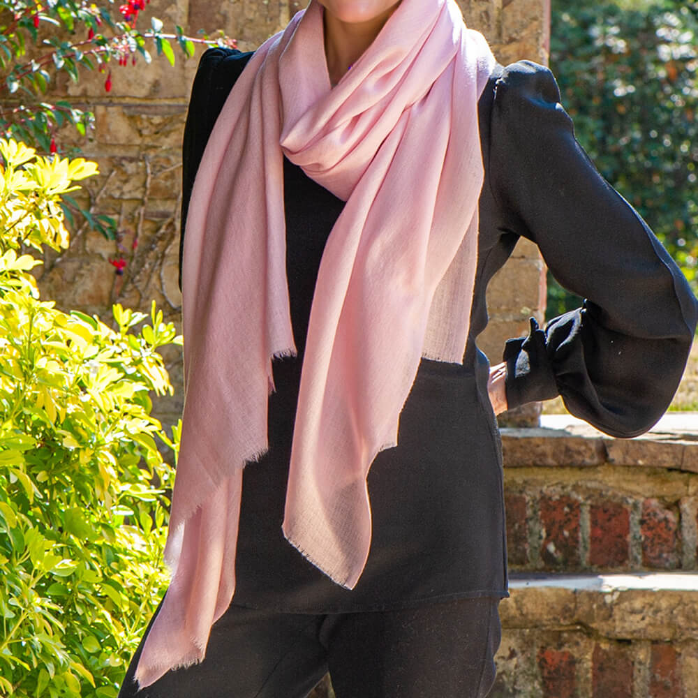 Pastel Pink Cashmere Silk Wrap