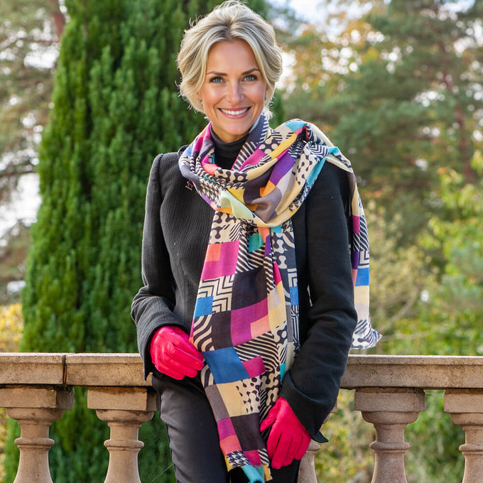 PRE ORDER: The Graphic Trilogy - Patchwork Print Cashmere and Silk Wrap