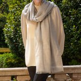 The Tonal Shades - Pebble Mist Cashmere and Silk Wrap