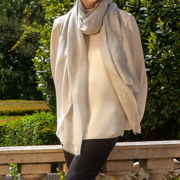 The Tonal Shades - Pebble Mist Cashmere and Silk Wrap