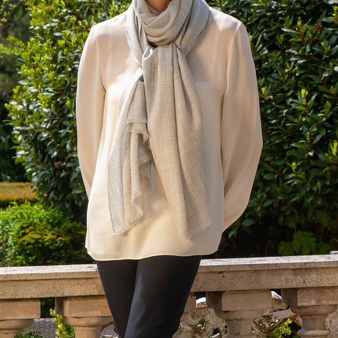 The Tonal Shades - Pebble Mist Cashmere and Silk Wrap