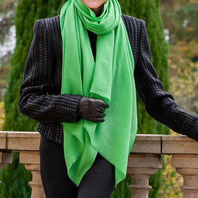 Peridot Green Cashmere and Silk Wrap