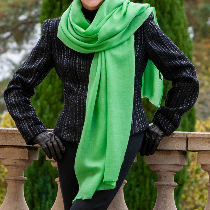 Peridot Green Cashmere and Silk Wrap