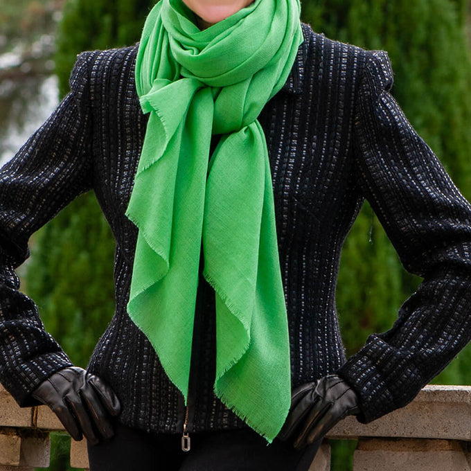 Peridot Green Cashmere and Silk Wrap