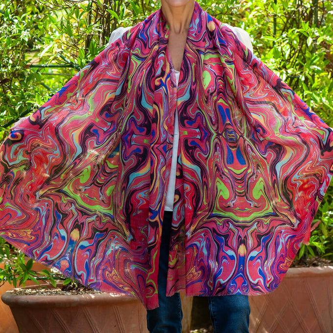 PRE ORDER: The Kaleidoscope Quartet - Pink Drift Cashmere and Silk Wrap