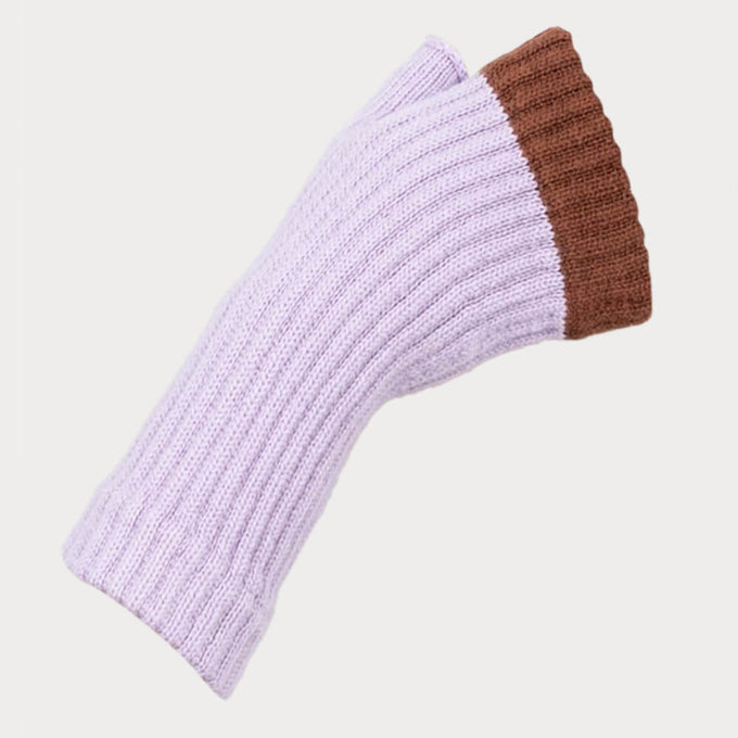 Ladies Lilac and Chestnut Wrist Warmers