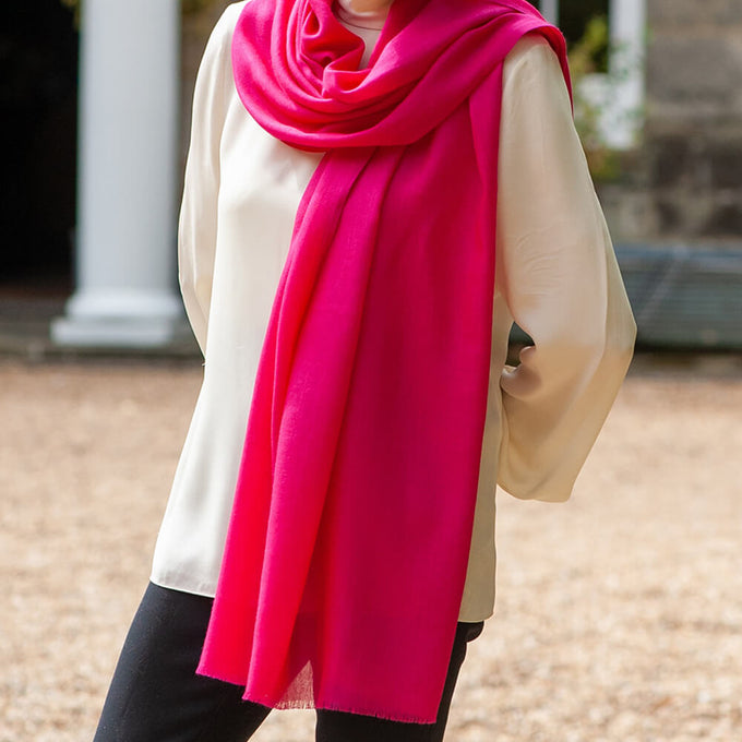 Magenta Pink Cashmere and Silk Wrap