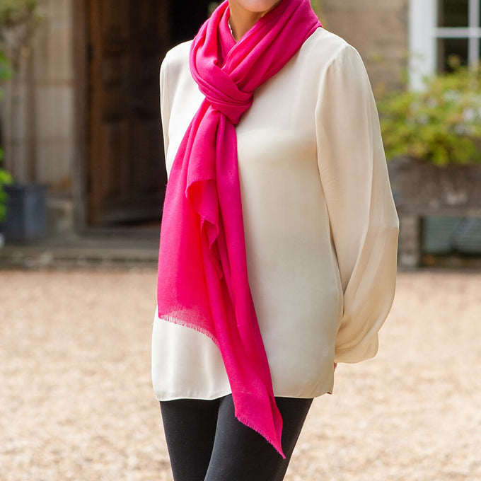 Magenta Pink Cashmere and Silk Wrap