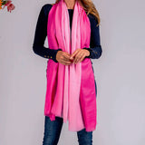 Pretty Flamingo Shaded Pink Cashmere and Silk Wrap