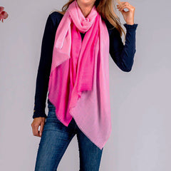 Pretty Flamingo Shaded Pink Cashmere and Silk Wrap