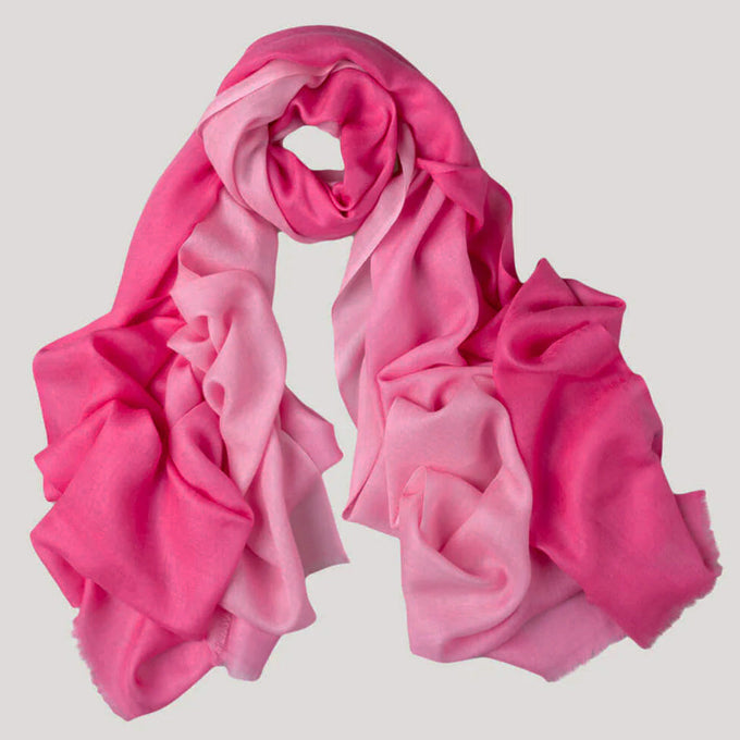 Pretty Flamingo Shaded Pink Cashmere and Silk Wrap