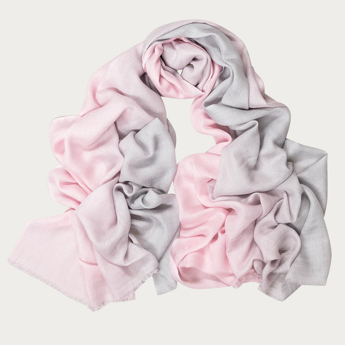 Pink and Pearl Shaded Cashmere and Silk Wrap