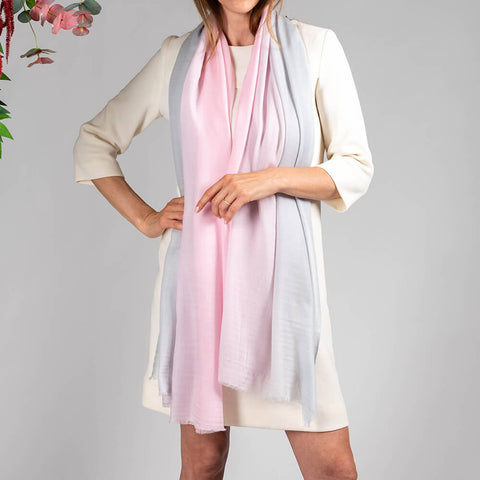 Pink and Pearl Shaded Cashmere and Silk Wrap