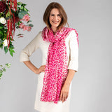 PRE ORDER: Pink Leopard Print Cashmere and Silk Wrap