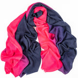 Navy to Cerise  Cashmere and Silk Wrap
