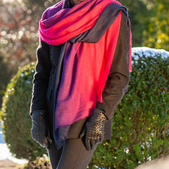 Navy to Cerise  Cashmere and Silk Wrap