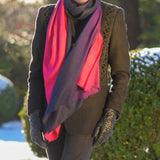 Navy to Cerise  Cashmere and Silk Wrap