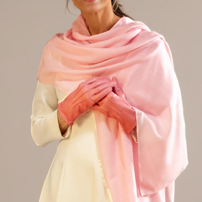 Pink Whisper Silk Lined Italian Leather Gloves