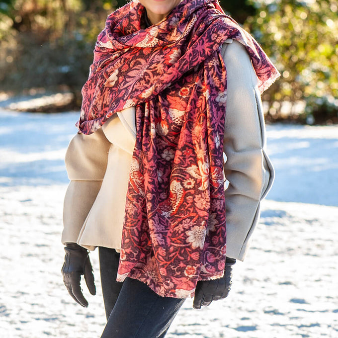 PRE ORDER: The Liberty ‘Strawberry Thief’ Quartet - Pink Cashmere and Silk Wrap