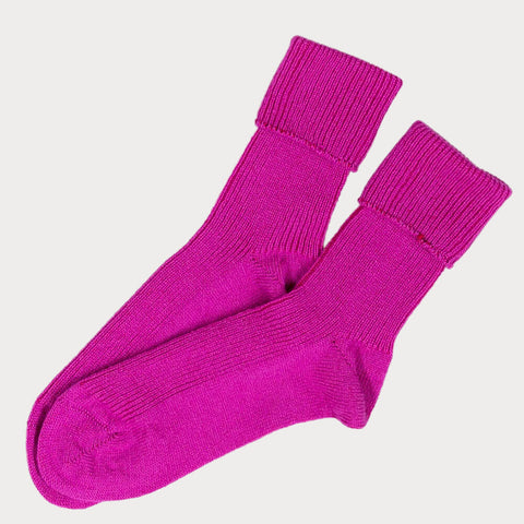 Ladies Fuchsia Pink Cashmere Socks