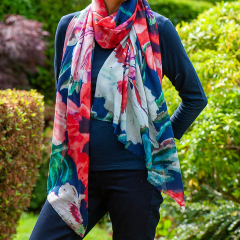 The Liberty Print Floral Quartet- Dancing Poppies Cashmere and Silk Wrap