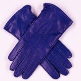 Electric Purple Hand Stitched Cashmere Lined Leather Gloves