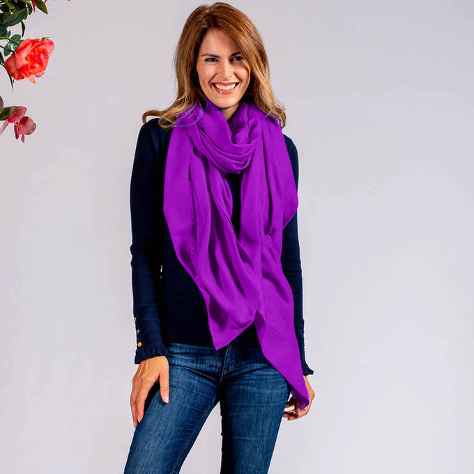 PRE ORDER: French Violet Handwoven Cashmere Shawl
