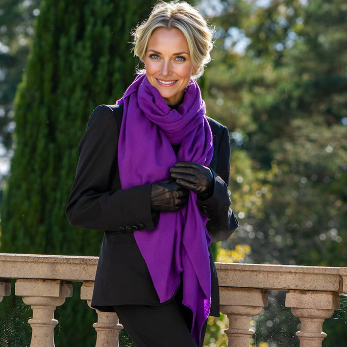 French Violet Handwoven Cashmere Shawl