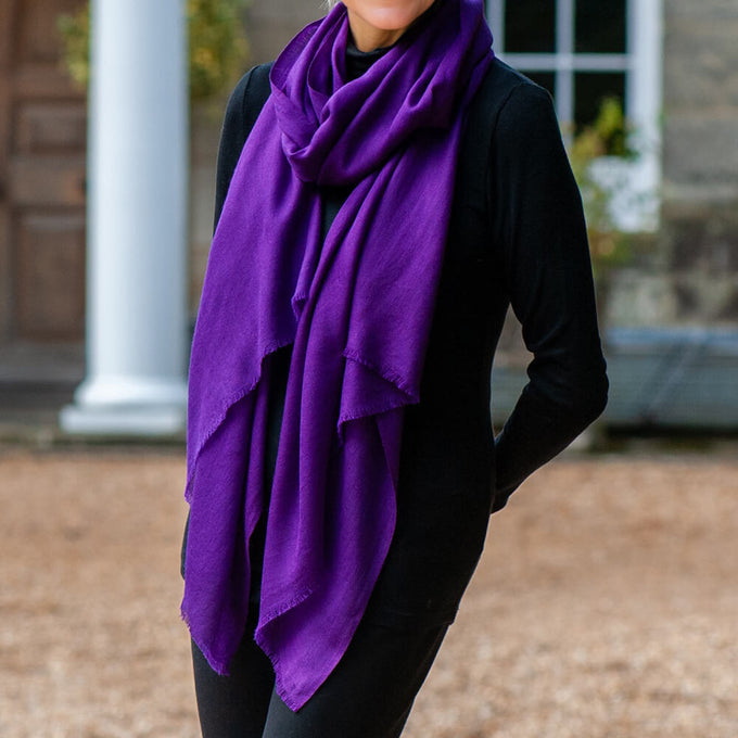 French Violet Cashmere and Silk Wrap