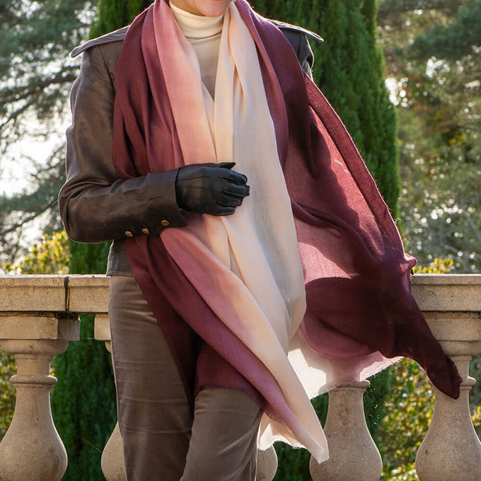 Aubergine Aura Shaded Cashmere and Silk Wrap