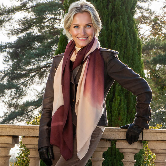 Aubergine Aura Shaded Cashmere and Silk Wrap