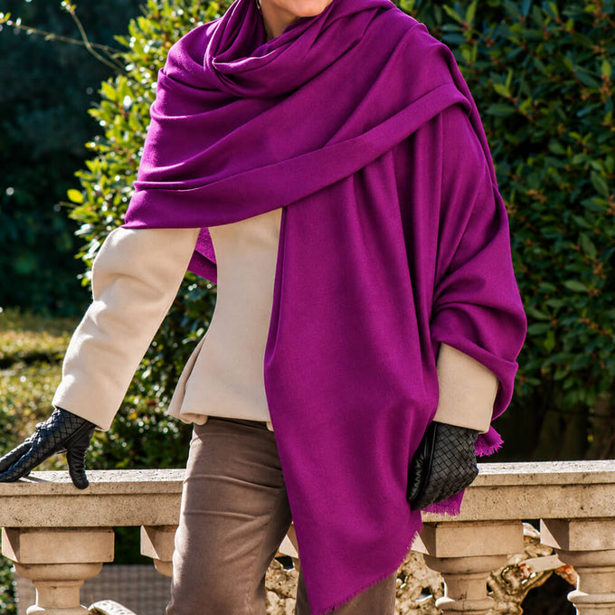 Amethyst Cashmere and Silk Oversize Wrap
