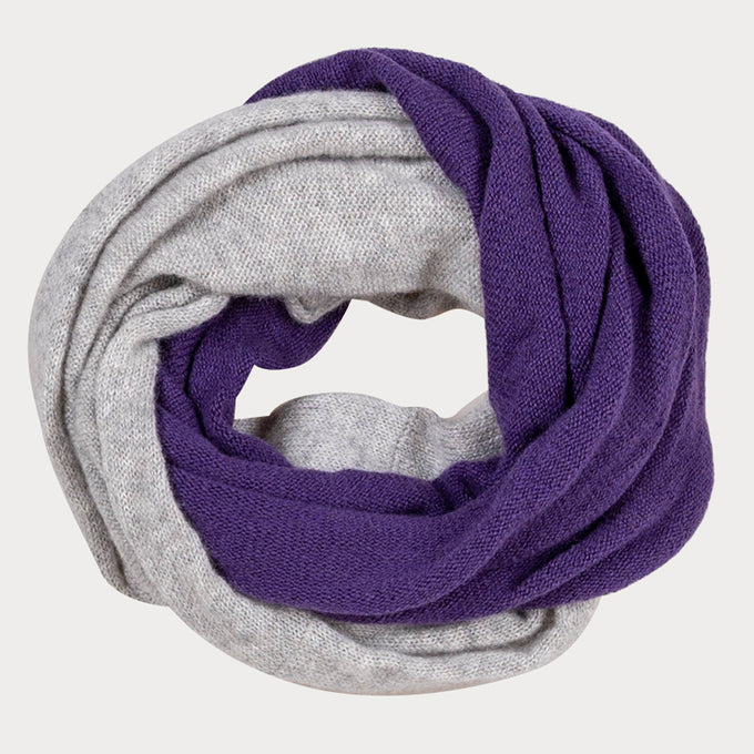 Indigo and Grey Knitted Cashmere Snood