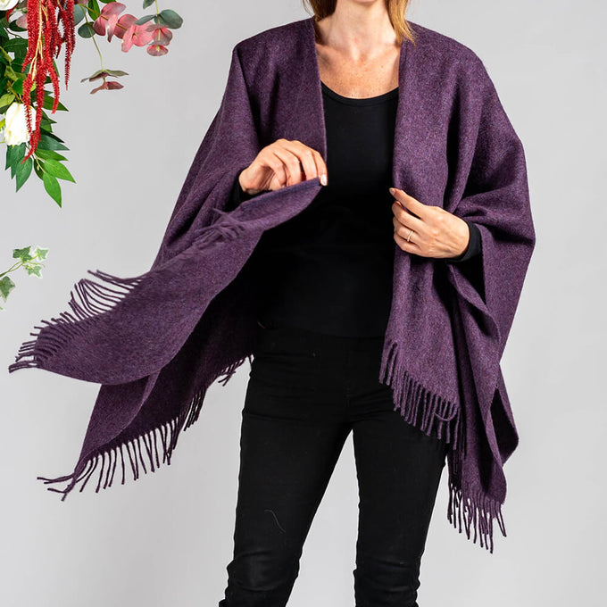 Deep Wisteria Merino Wool Cape