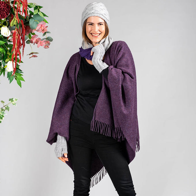 Deep Wisteria Merino Wool Cape