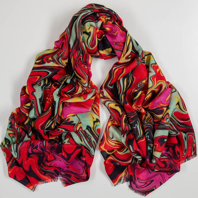 PRE ORDER: The Kaleidoscope Quartet - Red Reverie Cashmere and Silk Scarf