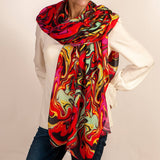 PRE ORDER: The Kaleidoscope Quartet - Red Reverie Cashmere and Silk Scarf