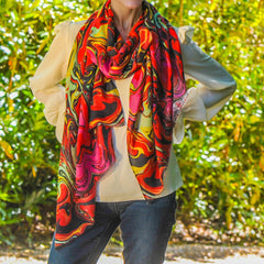 PRE ORDER: The Kaleidoscope Quartet - Red Reverie Cashmere and Silk Scarf