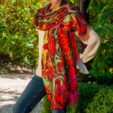 PRE ORDER: The Kaleidoscope Quartet - Red Reverie Cashmere and Silk Scarf