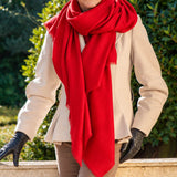 Ruby Red Cashmere and Silk Oversize Wrap