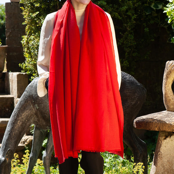 Ferrari Red Gossamer Cashmere Shawl