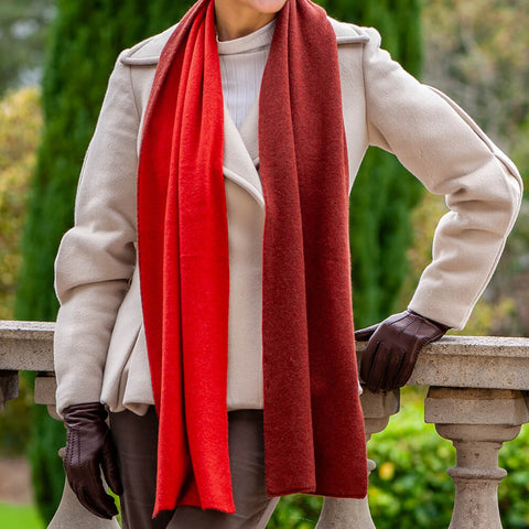 Henna and Terracotta Italian Double Faced Cashmere Scarf
