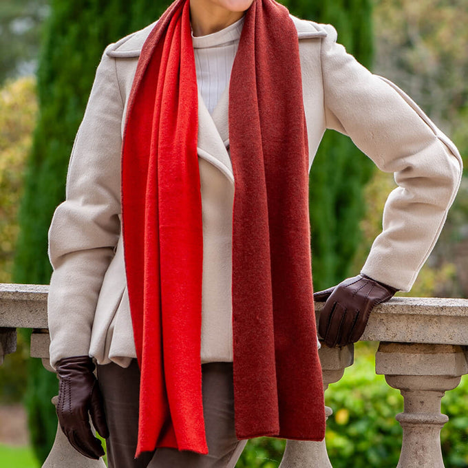 Henna and Terracotta Italian Double Faced Cashmere Scarf