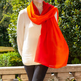 Fire Cracker Shaded Cashmere and Silk Wrap