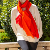 Fire Cracker Shaded Cashmere and Silk Wrap