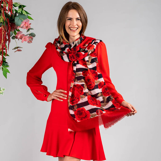 The ‘Unexpected’ Trilogy - Red Rose Cashmere and Silk Wrap