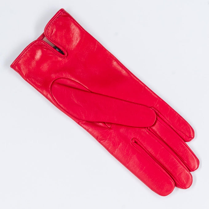 Rose Red Silk Lined Italian Leather Gloves