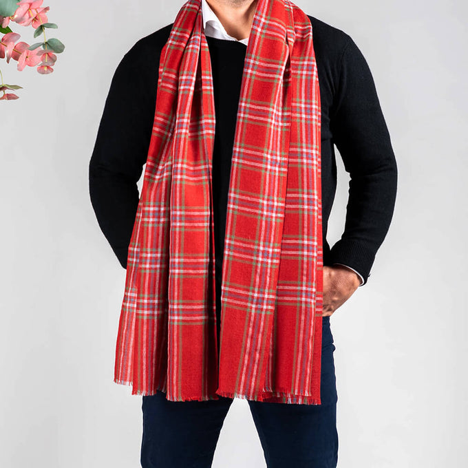 Redbridge Check Silk and Wool Scarf