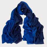 Navy to Sapphire Shaded Cashmere and Silk Wrap